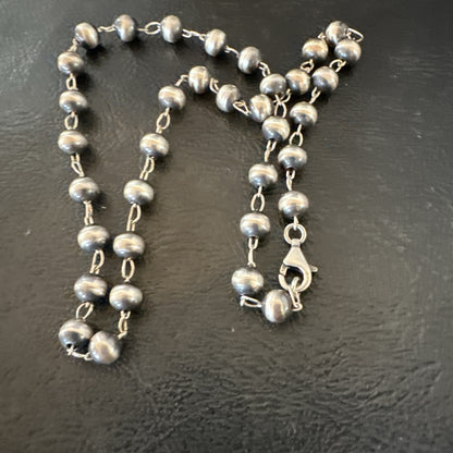 Rosary Bead Sterling Silver Beads Sterling Silver Beads Necklace 6mm 16" 91116