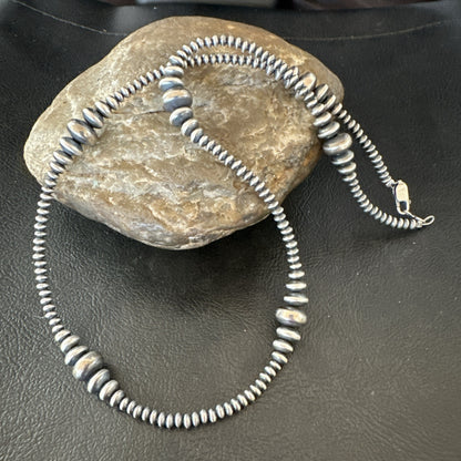 Designer Rondelle Flat Saucer Sterling Silver 20” Necklace 18935
