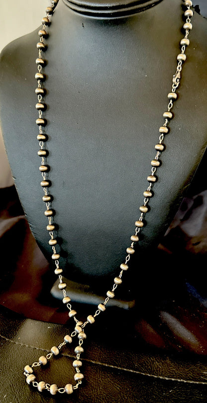 Rosary Bead Navajo Sterling Silver Beads Necklace 6mm 30" 18931