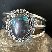 Men's Women's Navajo Blue Turquoise Cuff Bracelet | Sterling Silver | Authentic Native American Handmade | 18879