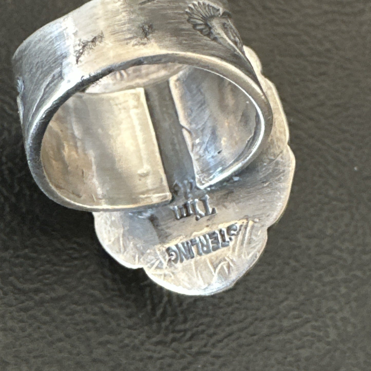 Navajo Sterling Silver Blue Kingman Turquoise Ring Size 7.5 19004