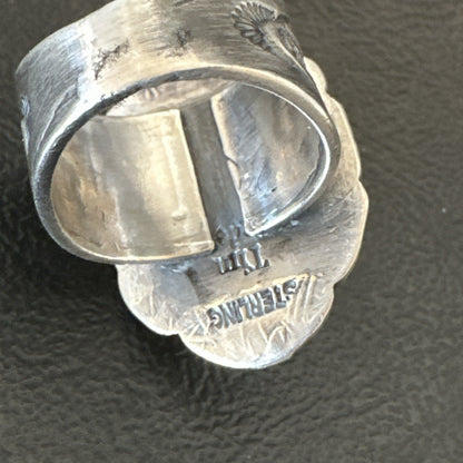 Navajo Sterling Silver Blue Kingman Turquoise Ring Size 7.5 19004