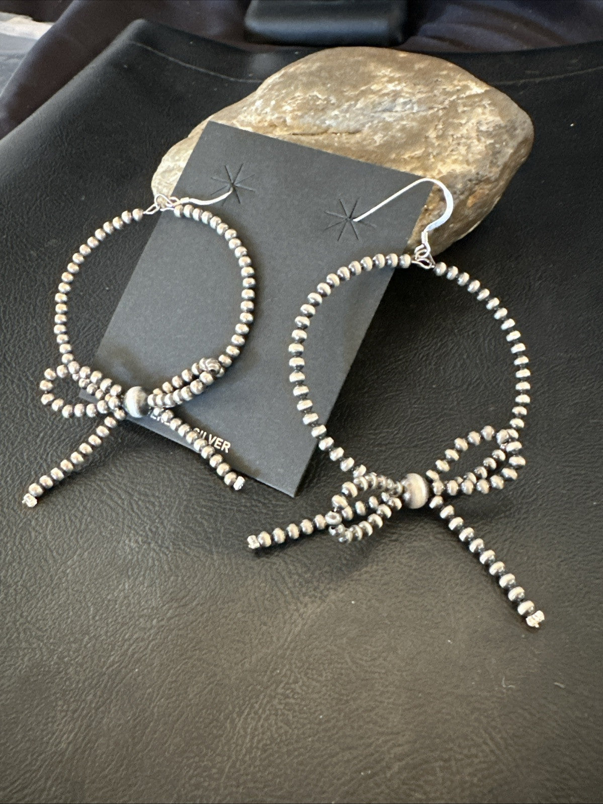 3mm BOW Sterling Silver Beads Stainless Steel Bead Earrings 3” 18927