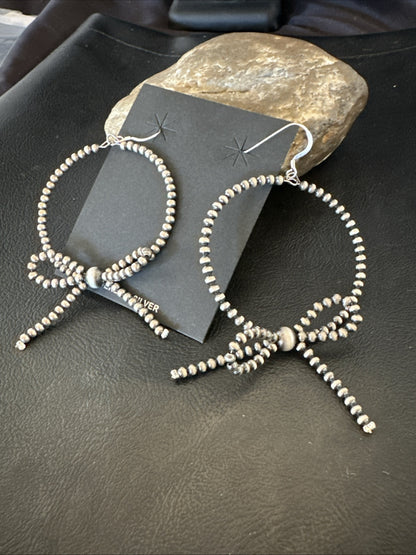 3mm BOW Sterling Silver Beads Stainless Steel Bead Earrings 3” 18927