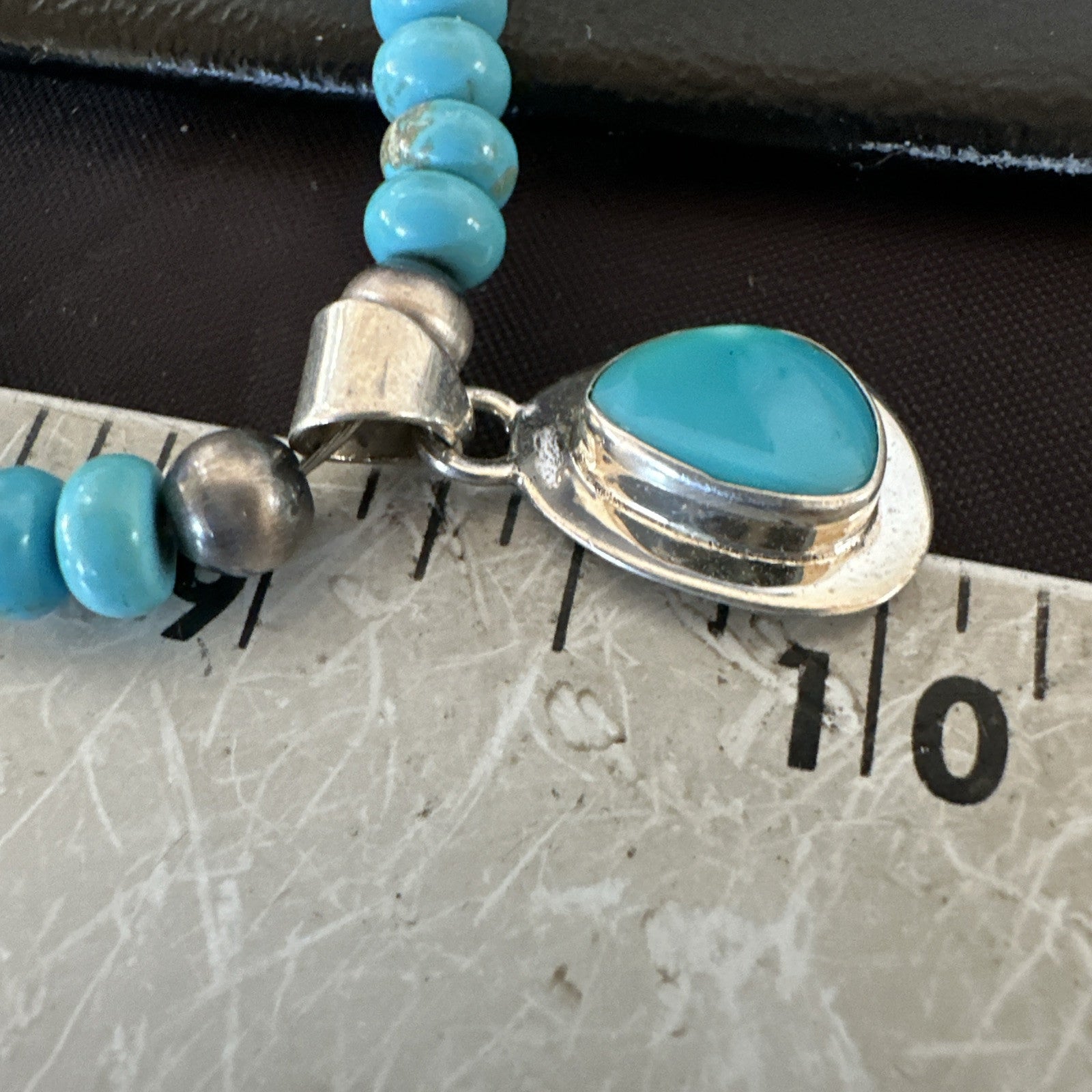 WoMens Blue Kingman Turquoise Pendant Navajo Sterling Silver Necklace 21" 18940