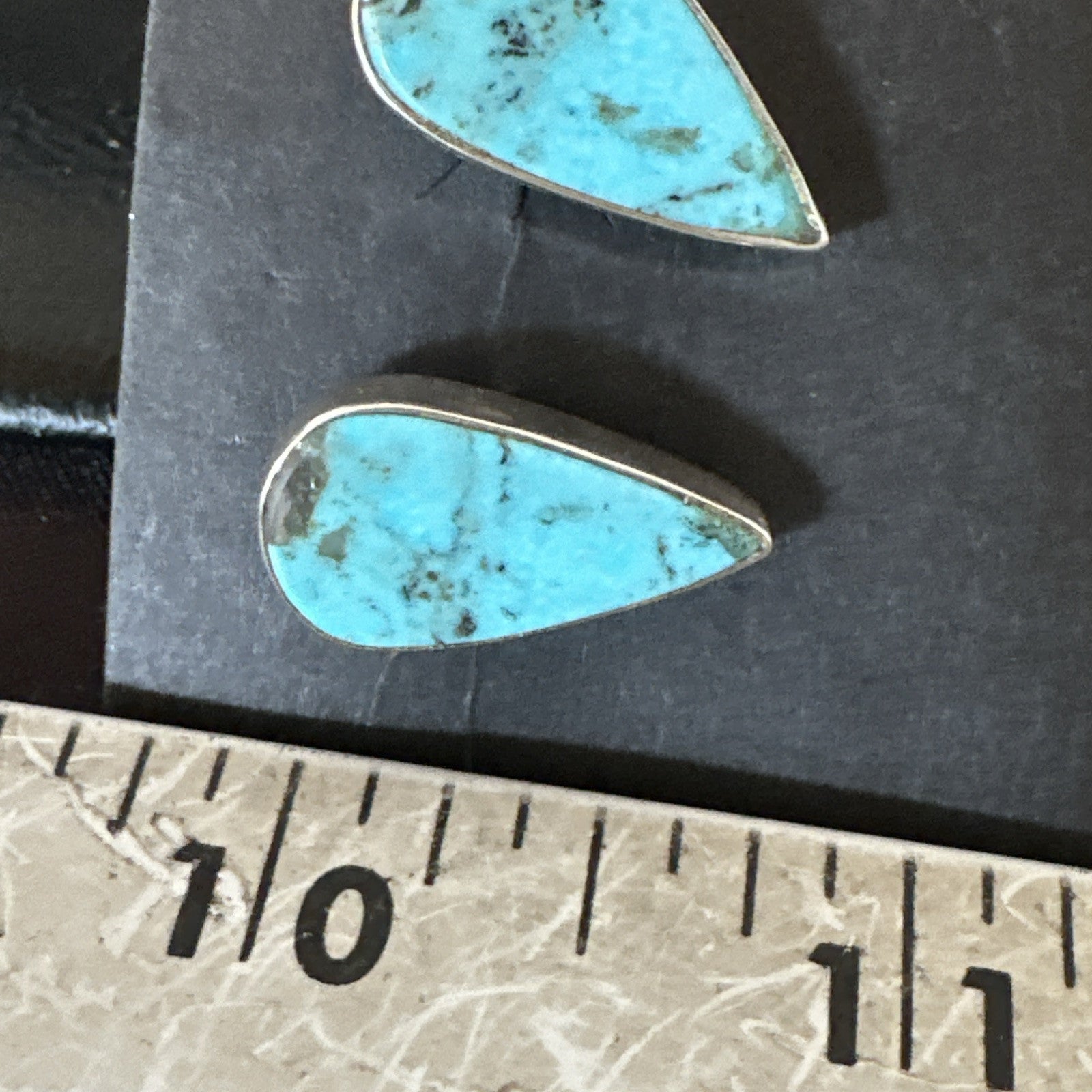 Blue Kingman Turquoise Navajo Sterling Silver Post Stud Earrings 18951