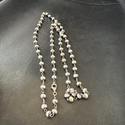 Rosary Bead Navajo Sterling Silver Beads Necklace 6mm 30" 18931