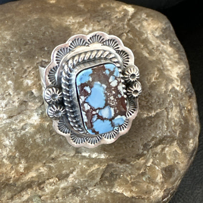 Men Women Golden Hills Turquoise Navajo Sterling Silver Ring Sz 8 18958