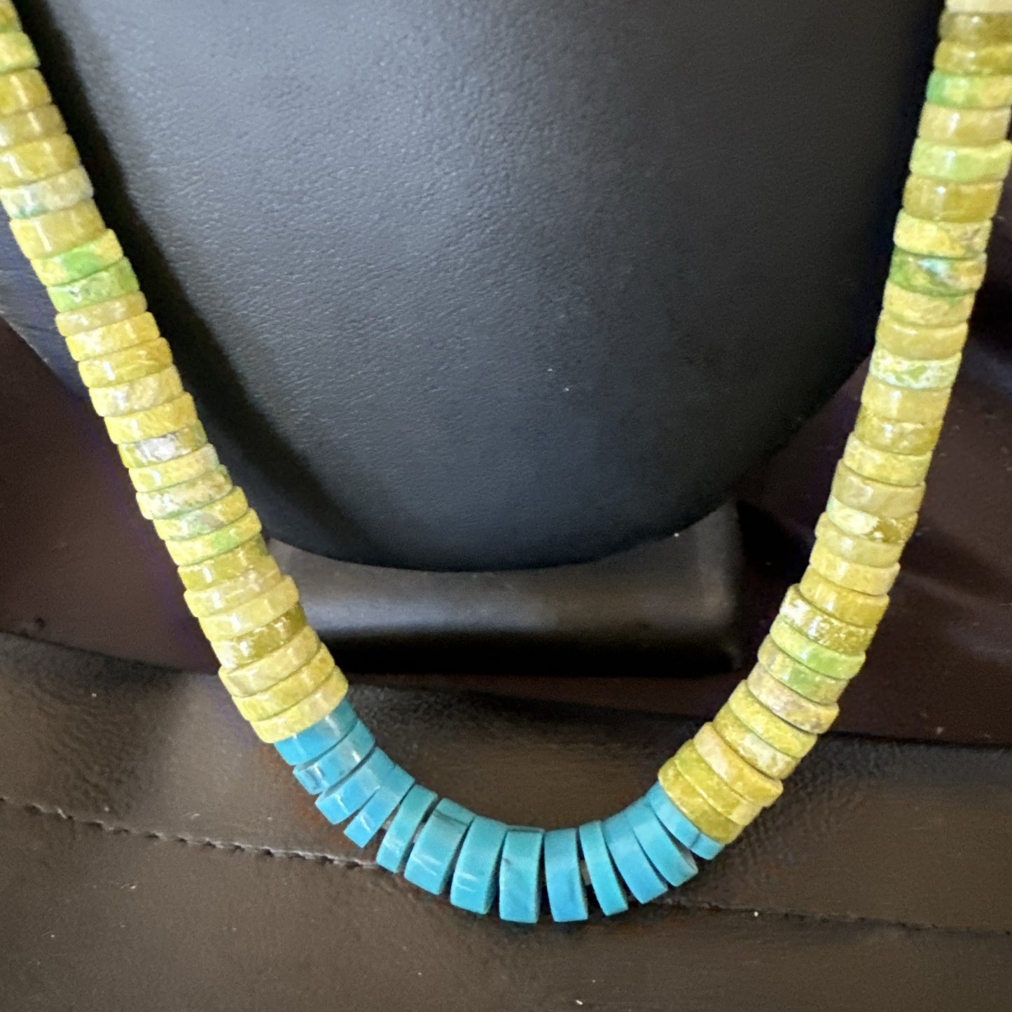Santo Domingo Blue Turquoise Green Bead Necklace 26" 18907