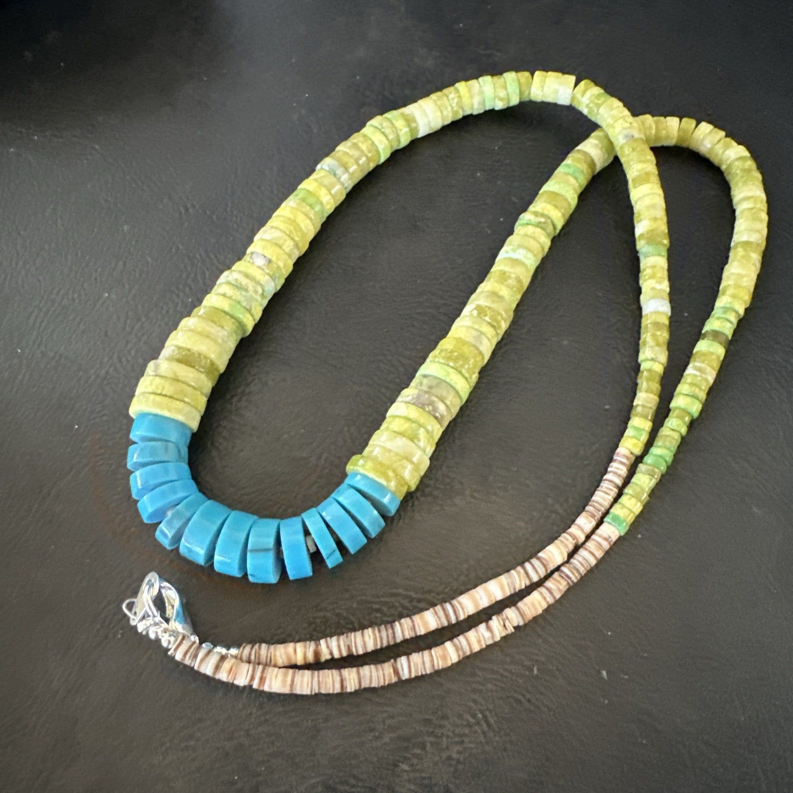 Santo Domingo Blue Turquoise Green Bead Necklace 26" 18907