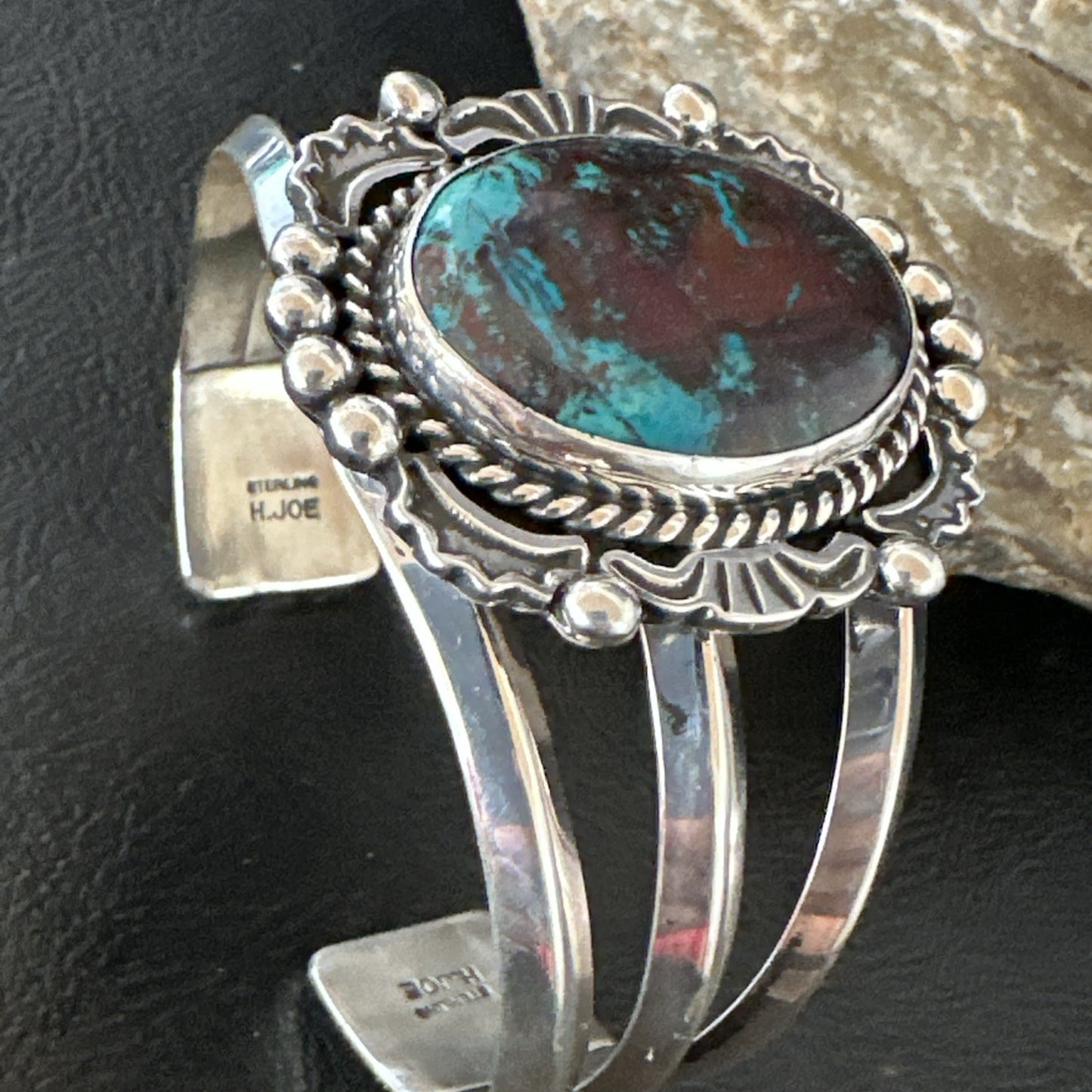 Mens Womens Navajo Sterling Silver Blue Turquoise Cuff Bracelet 18879