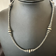 Designer Rondelle Flat Saucer 20"Necklace | Sterling Silver | Authentic Native American Handmade | 18935