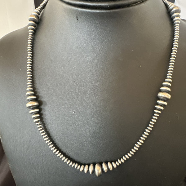 Designer Rondelle Flat Saucer 20"Necklace | Sterling Silver | Authentic Native American Handmade | 18935