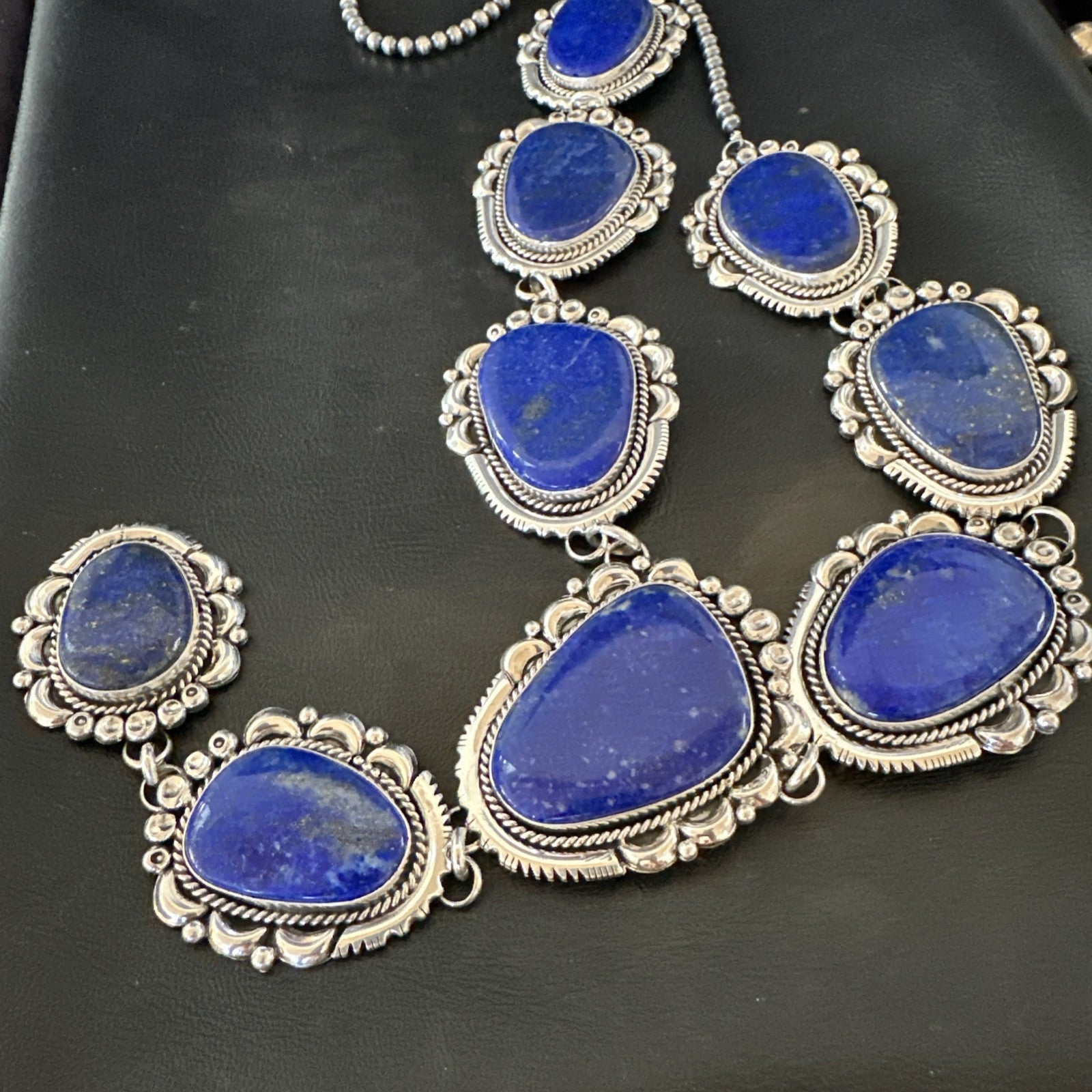 XXL Mens Womens Lapis Lazuli  Sterling Silver Beads Lariat Necklace 31" 18987