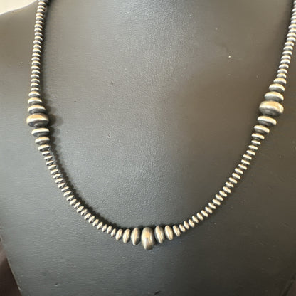 Sterling Silver Beads Rondelle Flat Saucer Sterling Silver 18” Necklace 18934