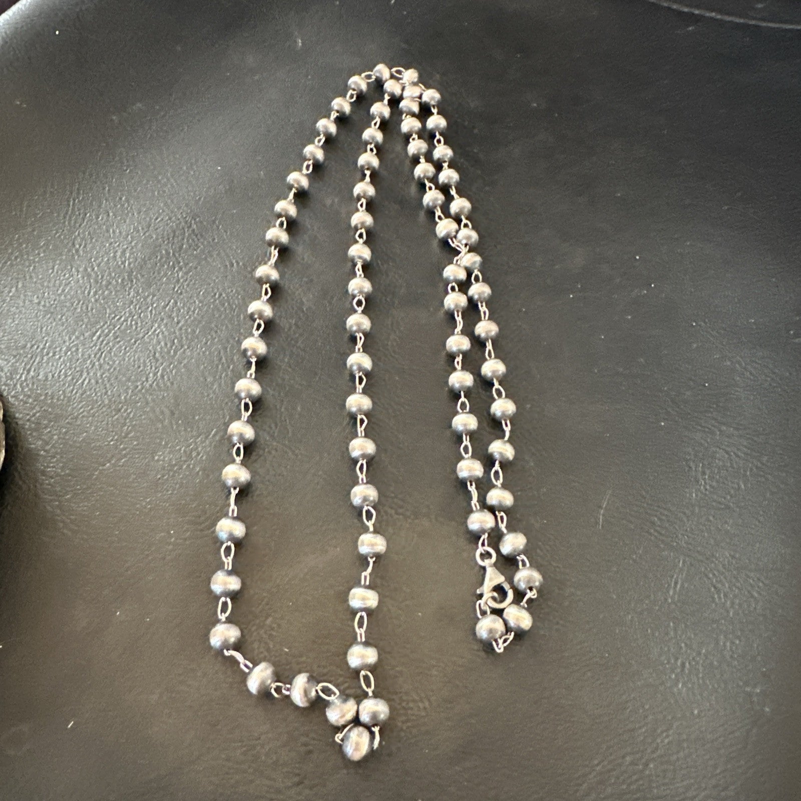 Rosary Bead Navajo Sterling Silver Beads Necklace 6mm 30" 18931