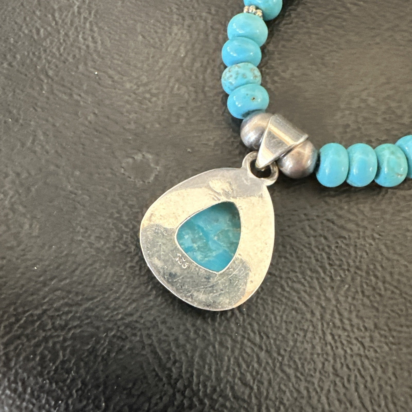 WoMens Blue Kingman Turquoise Pendant Navajo Sterling Silver Necklace 21" 18938