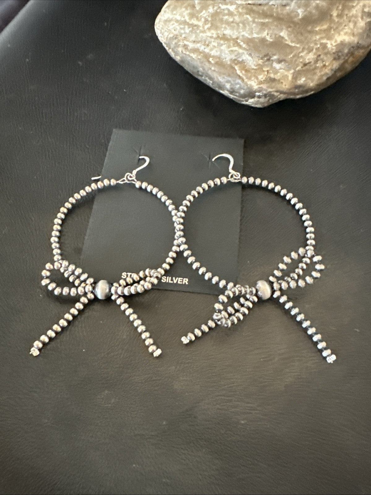 3mm BOW Sterling Silver Beads Stainless Steel Bead Earrings 3” 18927