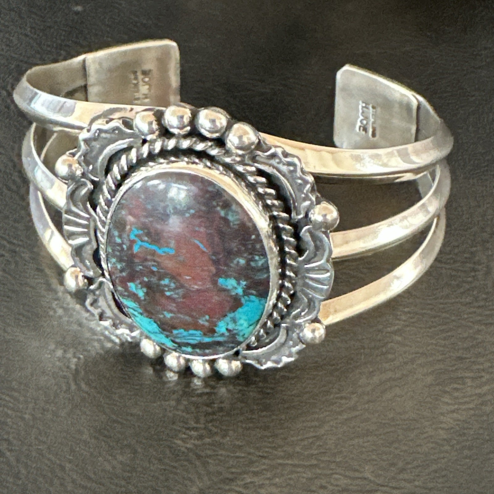 Mens Womens Navajo Sterling Silver Blue Turquoise Cuff Bracelet 18879