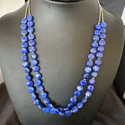 Blue Lapis Heishi 8mm Bead Liquid 2 Strand Necklace 19" | Sterling Silver | Authentic Native American Handmade | 18960