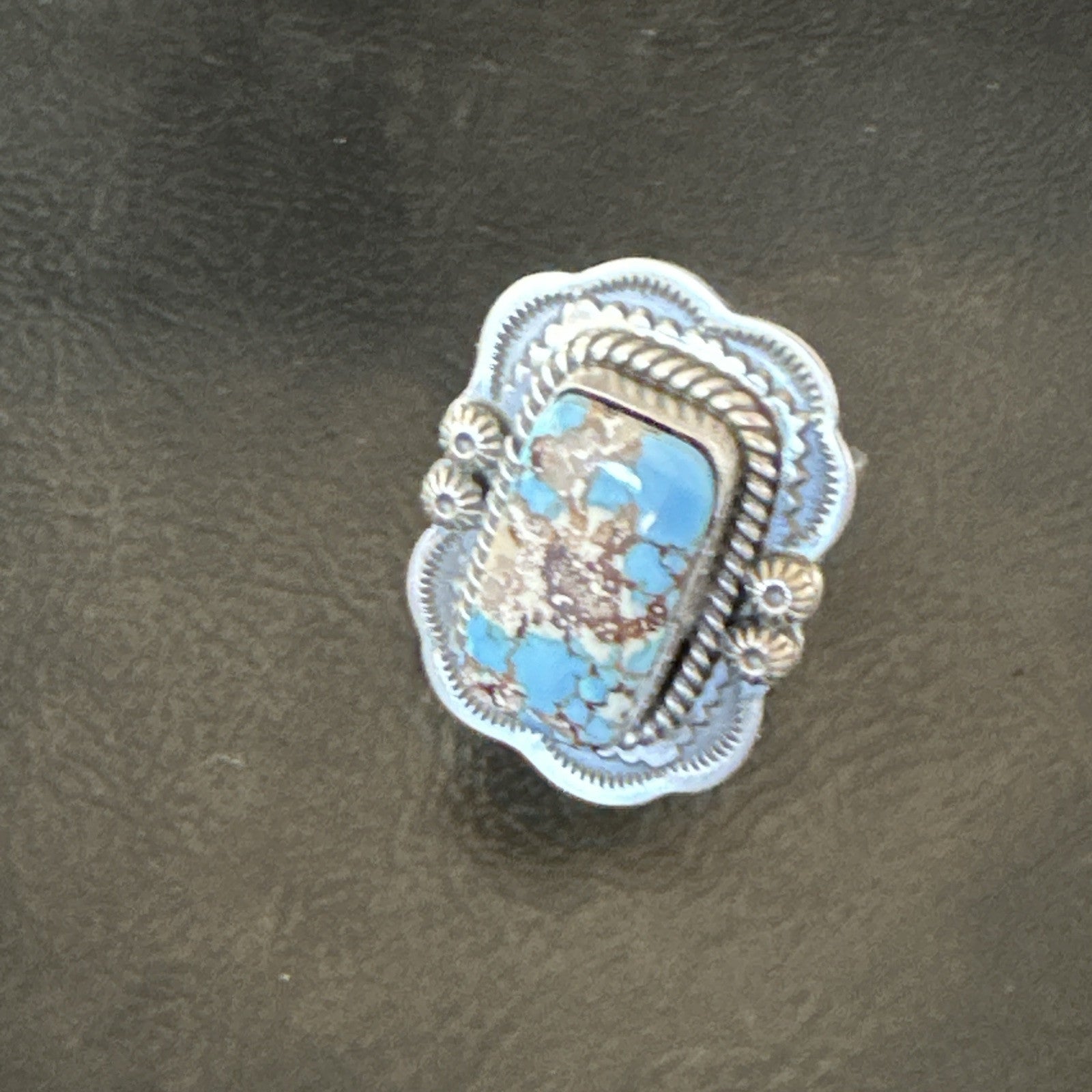 Men Women Golden Hills Turquoise Navajo Sterling Silver Ring Sz 8 18957