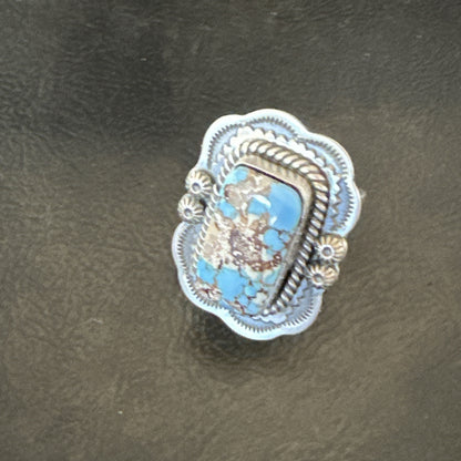 Men Women Golden Hills Turquoise Navajo Sterling Silver Ring Sz 8 18957