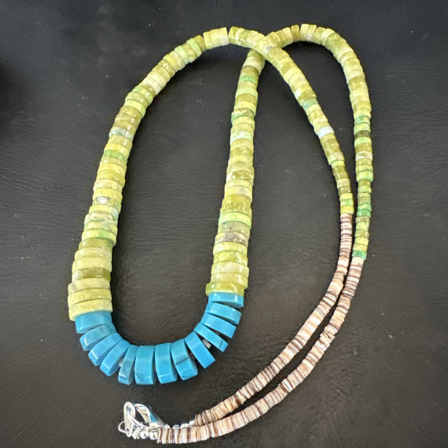 Santo Domingo Blue Turquoise Green Bead Necklace 26" 18907
