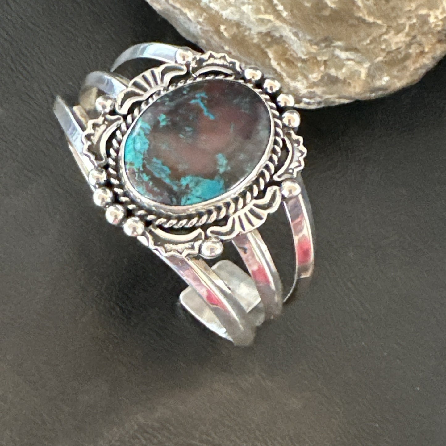 Mens Womens Navajo Sterling Silver Blue Turquoise Cuff Bracelet 18879