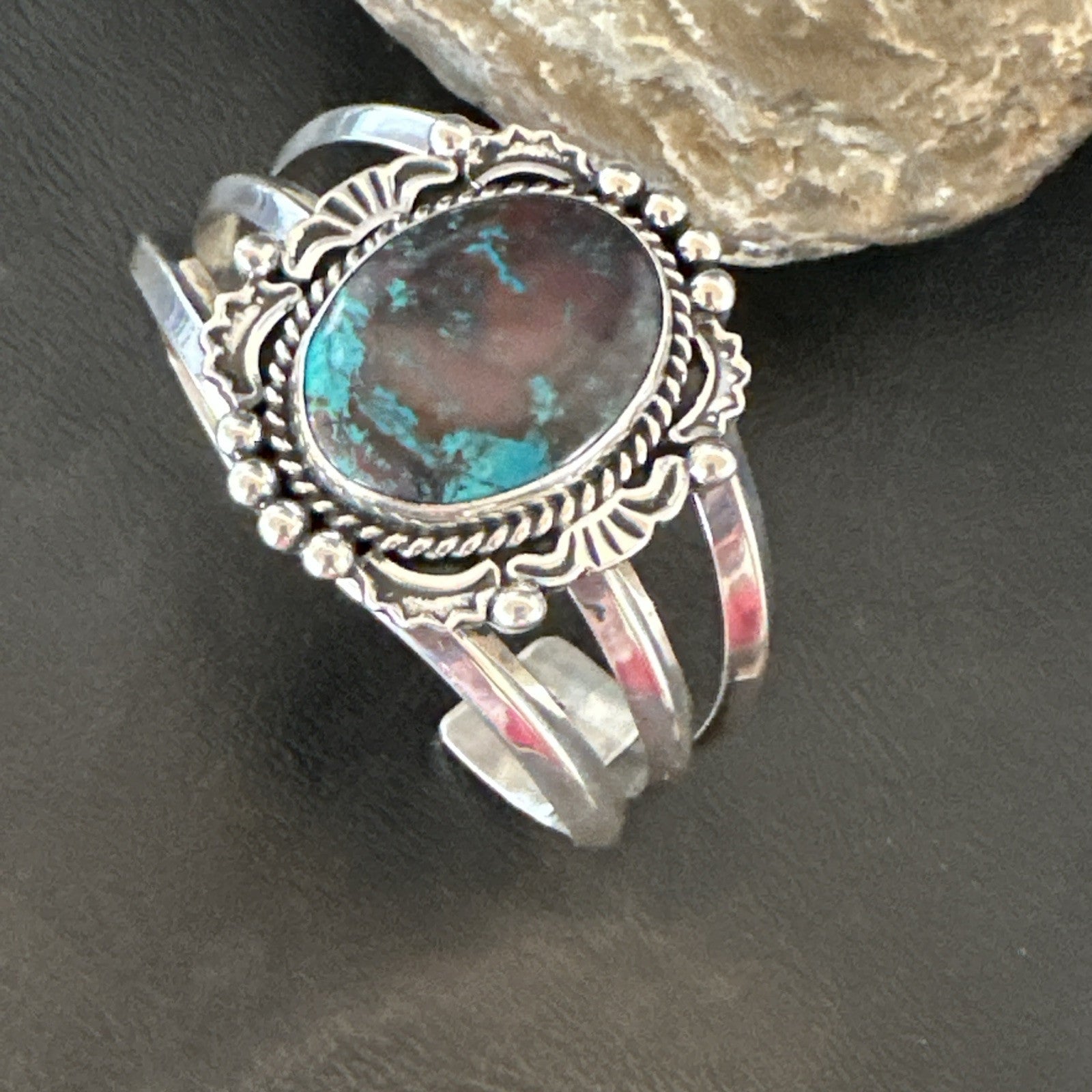 Mens Womens Navajo Sterling Silver Blue Turquoise Cuff Bracelet 18879