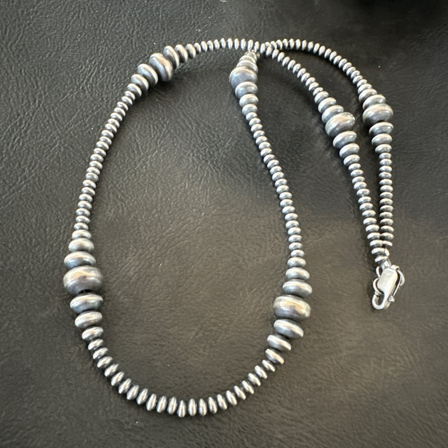 Designer Rondelle Flat Saucer Sterling Silver 20” Necklace 18935