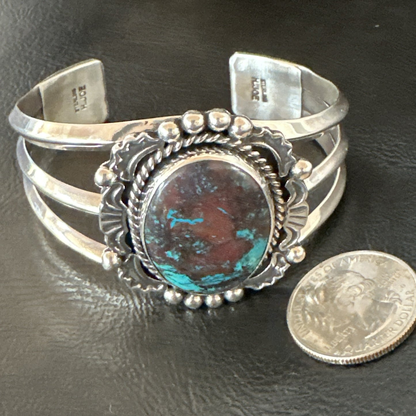 Mens Womens Navajo Sterling Silver Blue Turquoise Cuff Bracelet 18879