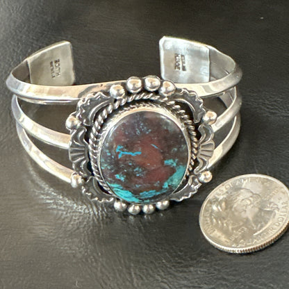 Mens Womens Navajo Sterling Silver Blue Turquoise Cuff Bracelet 18879