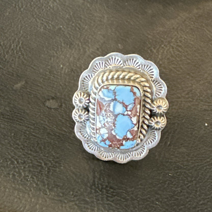 Men Women Golden Hills Turquoise Navajo Sterling Silver Ring Sz 8 18958