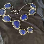 XXL Men's Women's Lapis Lazuli Beads Lariat Necklace 31" | Sterling Silver | Authentic Native American Handmade | 18987