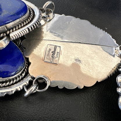 XXL Mens Womens Lapis Lazuli  Sterling Silver Beads Lariat Necklace 31" 18987