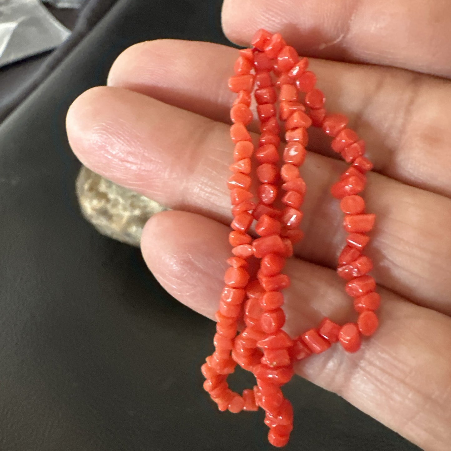 Real Red Orange Coral Nuggets Southwestern Sterling Silver Earrings 3” 18947