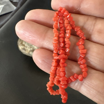 Real Red Orange Coral Nuggets Southwestern Sterling Silver Earrings 3” 18947