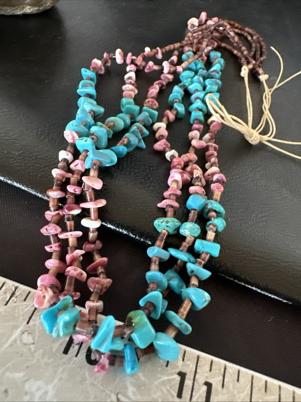 Blue Turquoise Purple Spiny Shell 3 Strand Santo Domingo Necklace 21" 18895