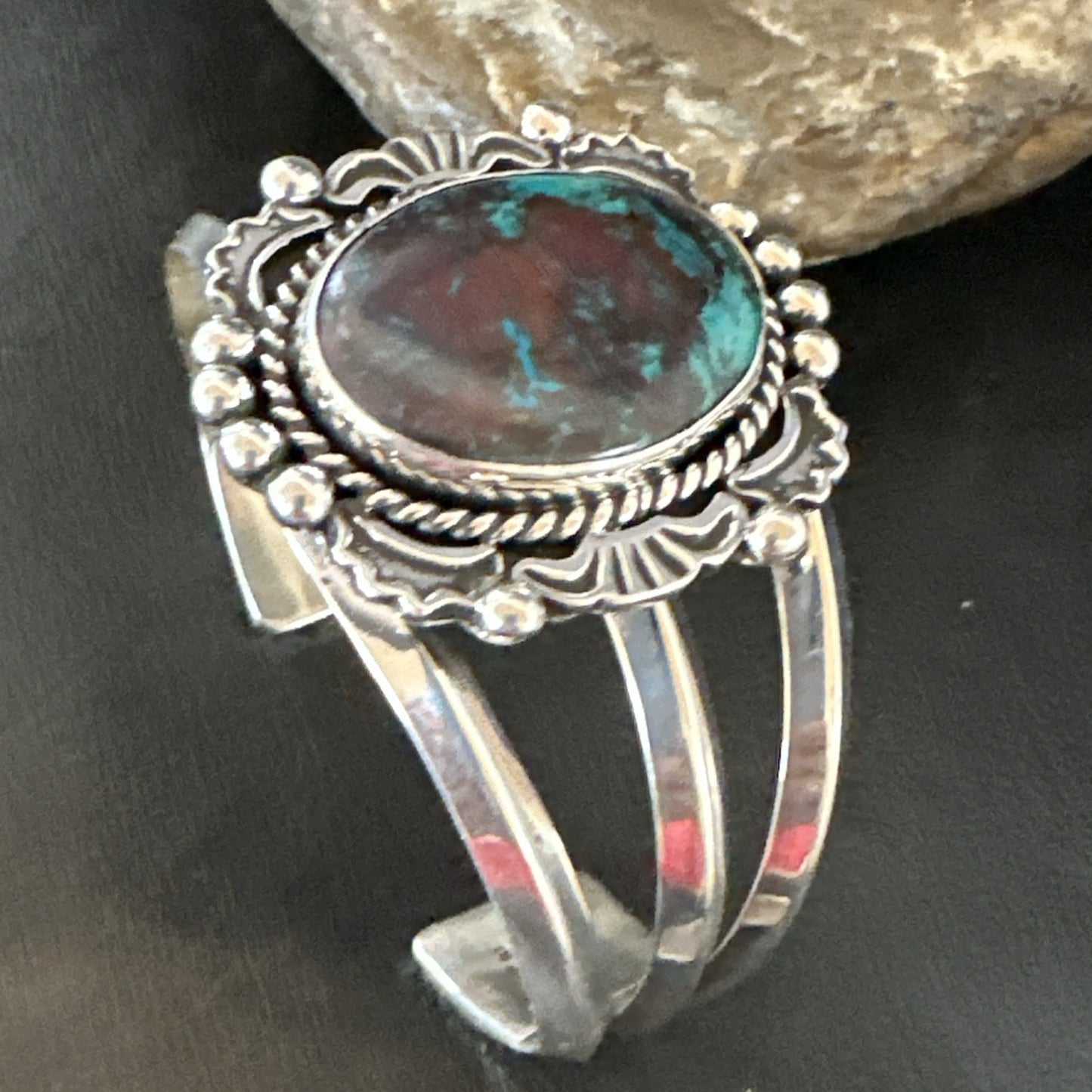 Mens Womens Navajo Sterling Silver Blue Turquoise Cuff Bracelet 18879