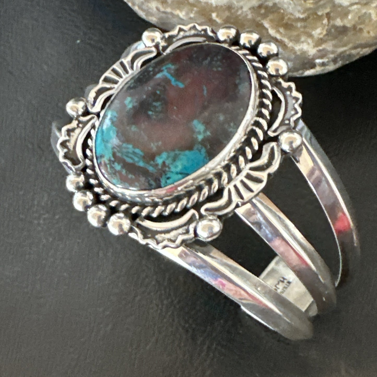 Mens Womens Navajo Sterling Silver Blue Turquoise Cuff Bracelet 18879