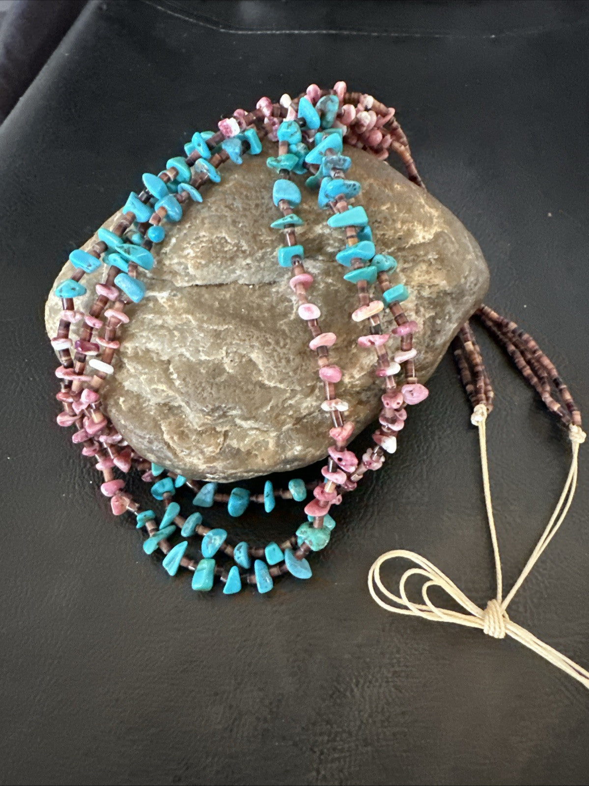 Blue Turquoise Purple Spiny Shell 3 Strand Santo Domingo Necklace 21" 18895