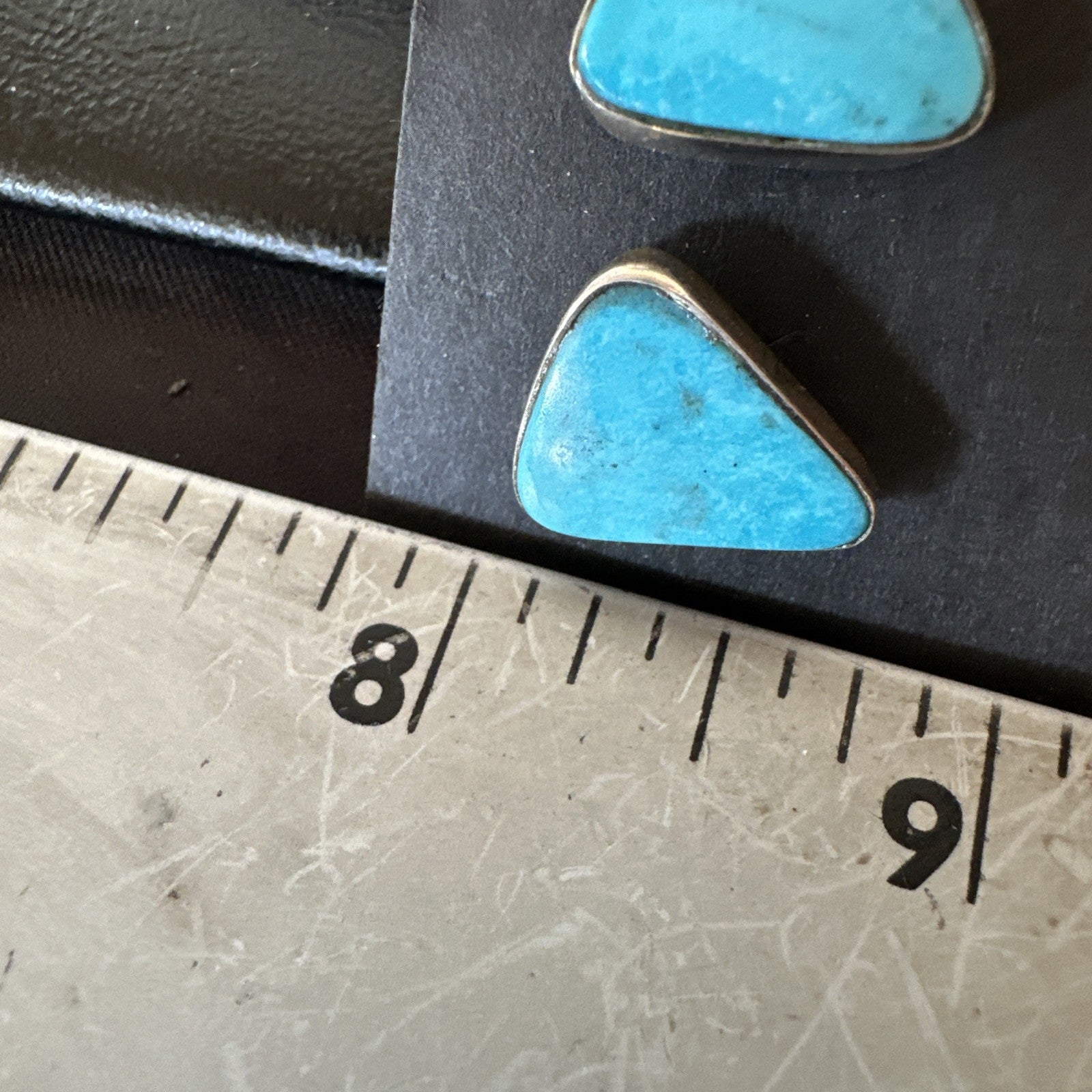 Blue Kingman Turquoise Navajo Sterling Silver Post Stud Earrings 18945