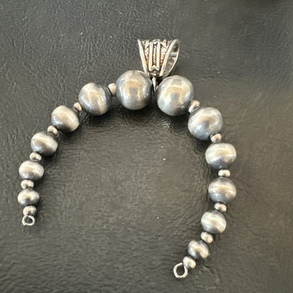 Naja Sterling Silver Navajo Beads Pendant 2.5" 18923