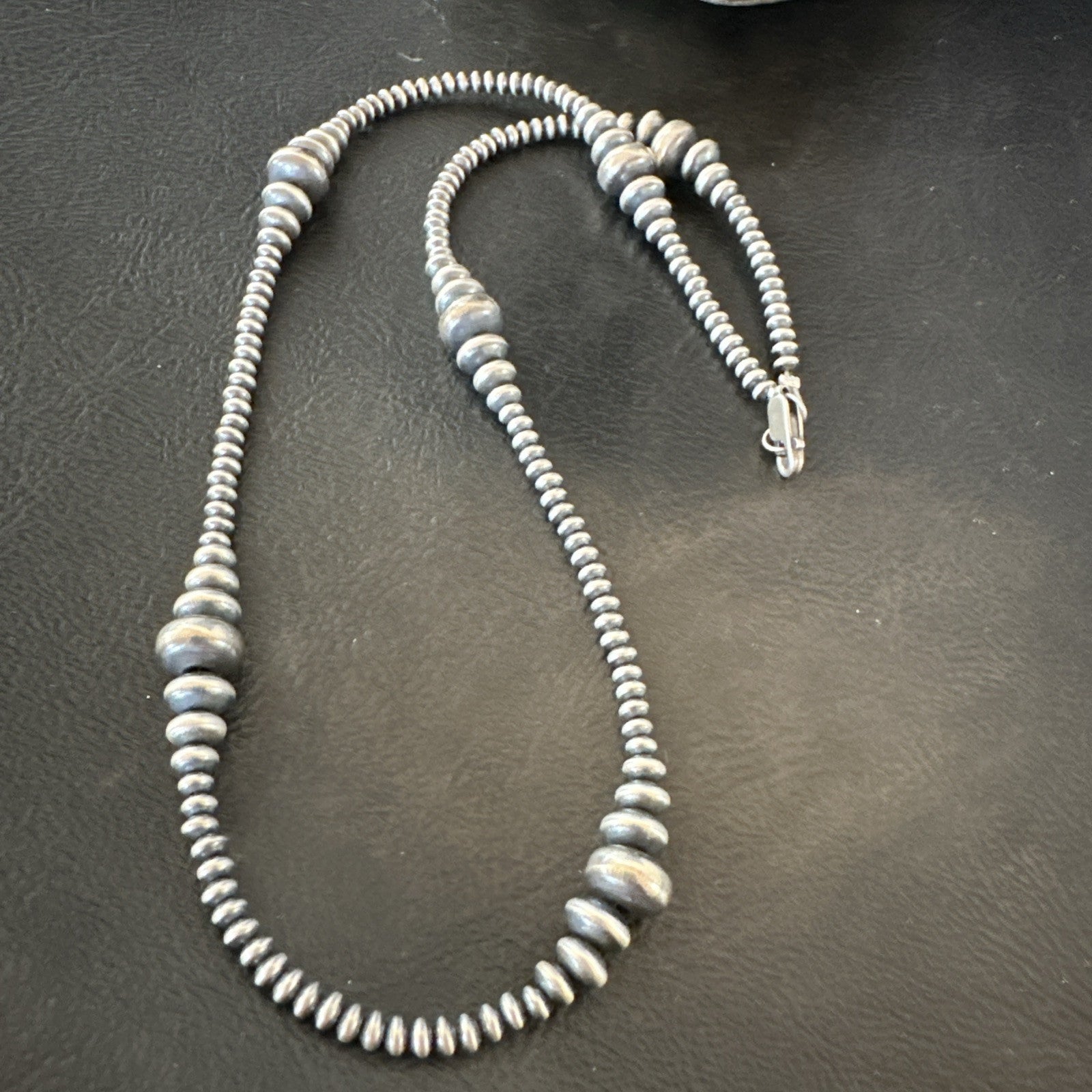 Sterling Silver Beads Rondelle Flat Saucer Sterling Silver 18” Necklace 18934