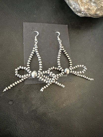 Sterling Silver Beads 3mm BOW Sterling Silver Bead Earrings 2.5” 18926