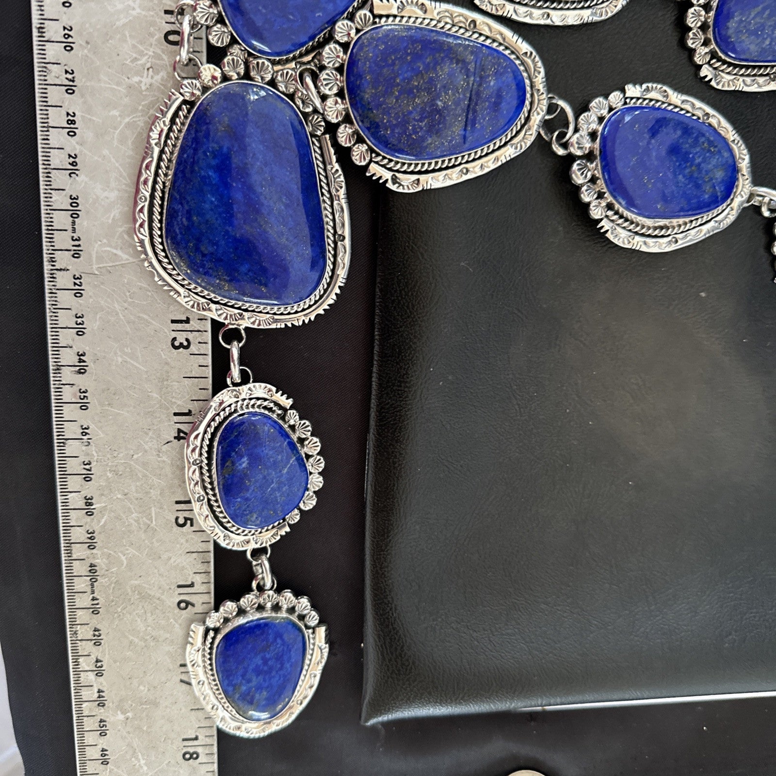 XXL Mens Womens Lapis Lazuli  Sterling Silver Beads Lariat Necklace 29" 18986