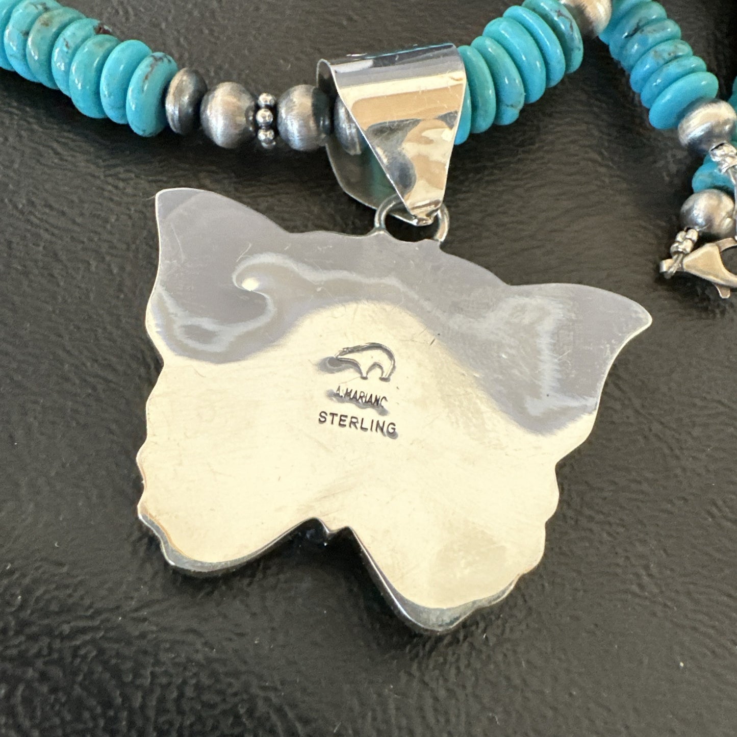 Butterfly Blue Turquoise Pendant Navajo Sterling Silver Necklace 26" 18905