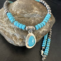 Women's Blue Kingman Turquoise Pendant Navajo Necklace 21" | Sterling Silver | Authentic Native American Handmade | 18939