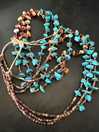 Blue Kingman Turquoise Spiny Shell 3 Strand Santo Domingo Necklace 28" 18893