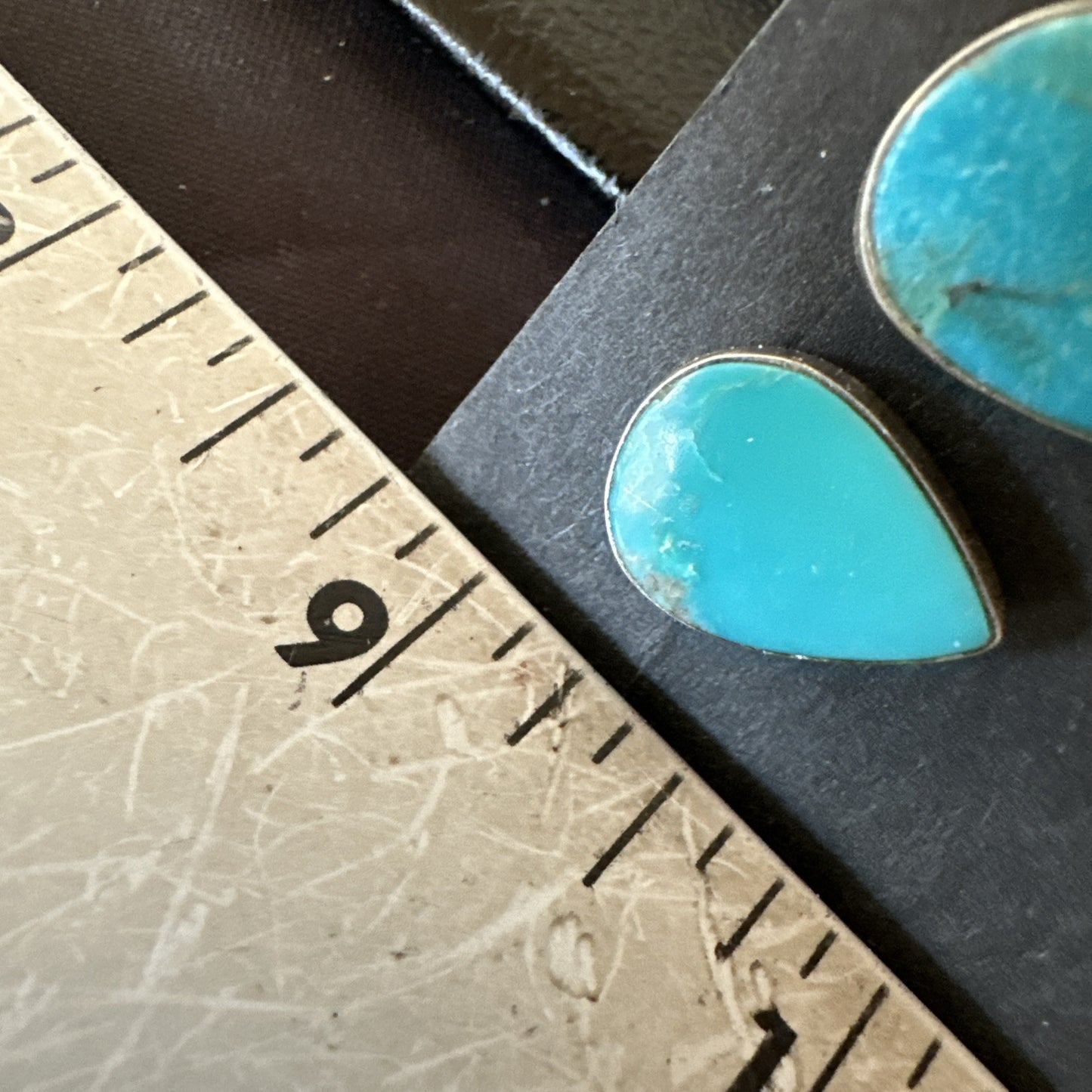 Blue Kingman Turquoise Navajo Sterling Silver Post Stud Earrings 18941
